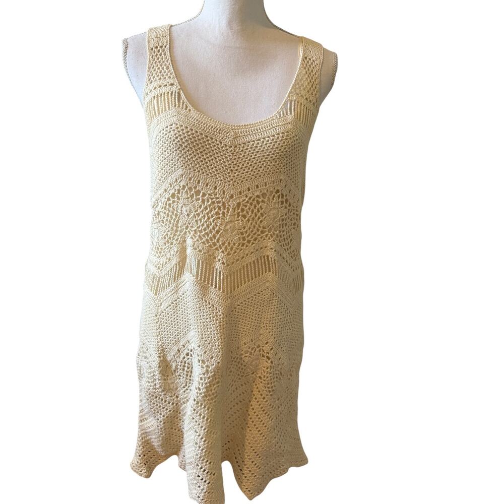 Gryphon New York Crochet Sundress Dress Ecru M